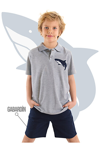MSHB&G Boy's Polo Neck T-shirt and Gabardine Shorts Set - Shark