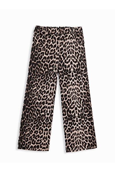 Denokids Leopar Desenli Kız Çocuk Gabardin Pantolon