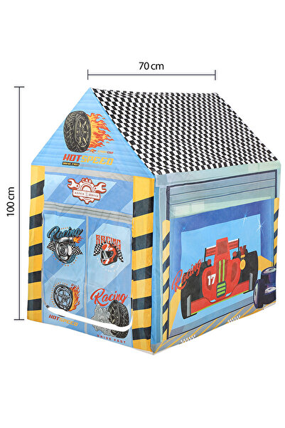 Genel Markalar Mavi Yarış Arabalı Erkek Çocuk Oyun Evi Katlanabilir ve Eğlenceli Oyun Çadırı