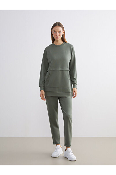 LC Waikiki Πράσινο γυναικείο παντελόνι με ελαστική μέση