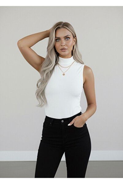 hashtag Body fără mâneci pentru femei, din viscoză, cu decolteu înalt