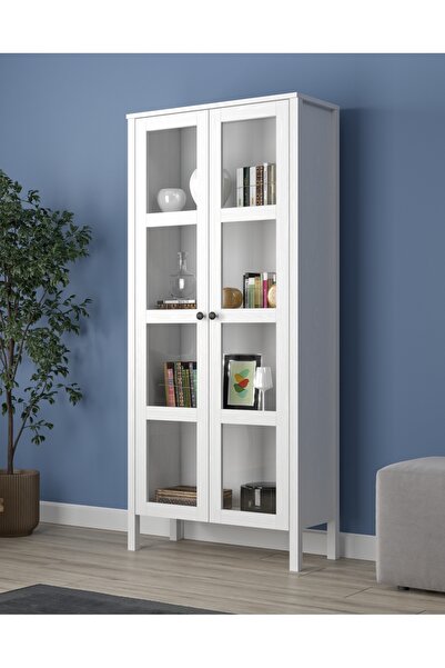 Sakura Ahşap Sakura Romy Cam Kapaklı Kitaplık-wood Beyaz-minifiks Bağlantılı