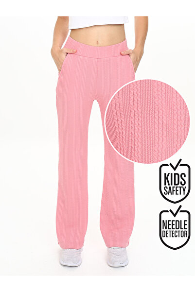 Denokids Kız Çocuk Boru Paça Pembe Basic Eşofman Altı