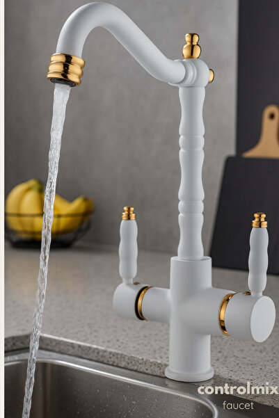 CONTROL MİX RUSTİK ARITMALI MUTFAK EVİYE BATARYASI (MUSLUĞU) TAMAMEN PİRİNÇ AĞIR GÖVDE PASLANMA YAPMAZ