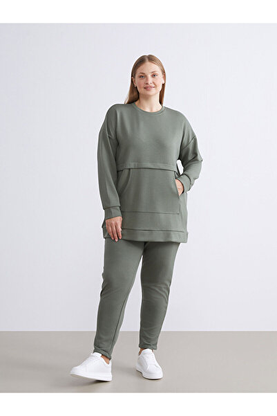 LC Waikiki Πράσινο γυναικείο παντελόνι με ελαστική μέση