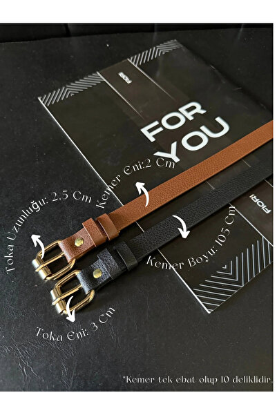 Fiori 2’li Kare Tokalı ince Kadın Kemer i Bel Kemeri,Elbise Kemeri,Etek Kemer...