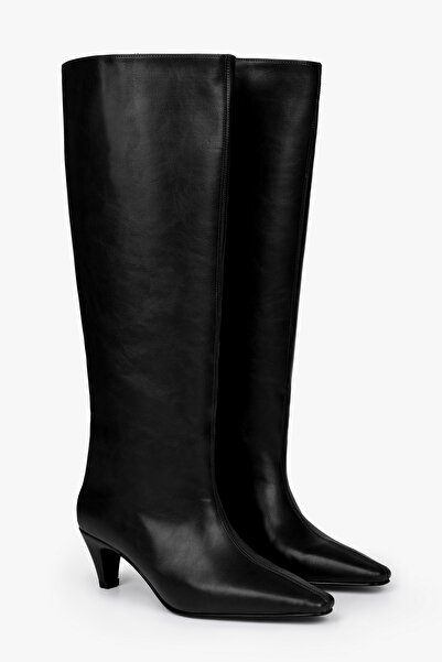 Shoeberry Women's Amira Black Leather Boots