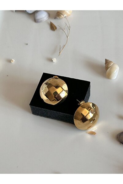 Butik Round Shaped Women's Earrings, Gold Color, Textured Design Mia