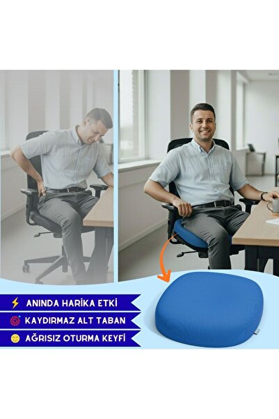 FOM Smith Visco Konforlu Ve Rahatlatıcı Oturma Simidi Yastık, Ortopedik, 45 X 44 X 8, Lacivert