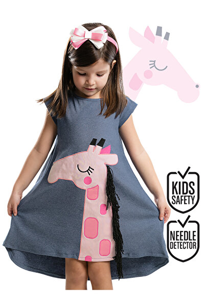 Denokids Pembe Zürafa Kız Çocuk Elbise+Saç Bandı