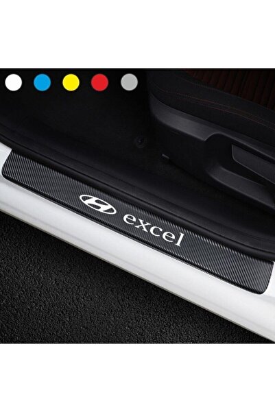 pınaxar Carbon Door Sill Sticker Compatible with Hyundai Excel (4 Pieces)