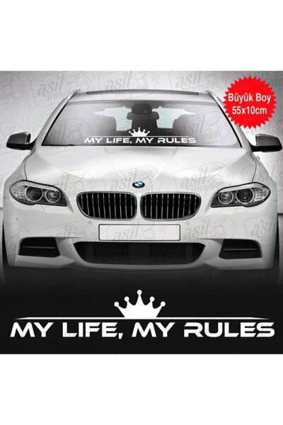 pınaxar ملصق جديد مخصص للزجاج الأمامي من My Life My Rules باللون الأبيض مقاس ...