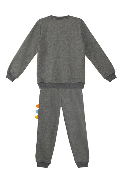 Denokids Rawr Tırtırlı Erkek Çocuk Kışlık Antrasit Eşofman Takım