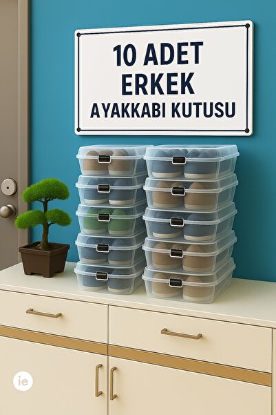 wilseder 10'lu ERKEK Şeffaf Ayakkabı Kutusu. Erkek/ Ayakkabı Kutusu, Ayakkabı Organizeri, Düzenleyici