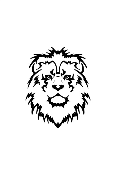 pınaxar Lion Head Model 2 Auto Special New Sticker Black 30 X 36 cm