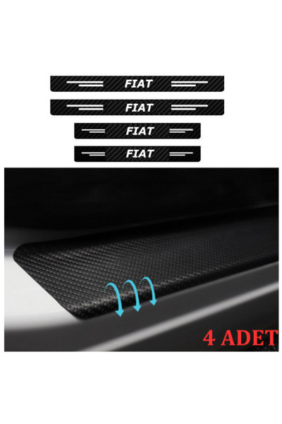 pınaxar Accessory Auto Door Sill Sticker Carbon Compatible for Fiat Palio 4 P...