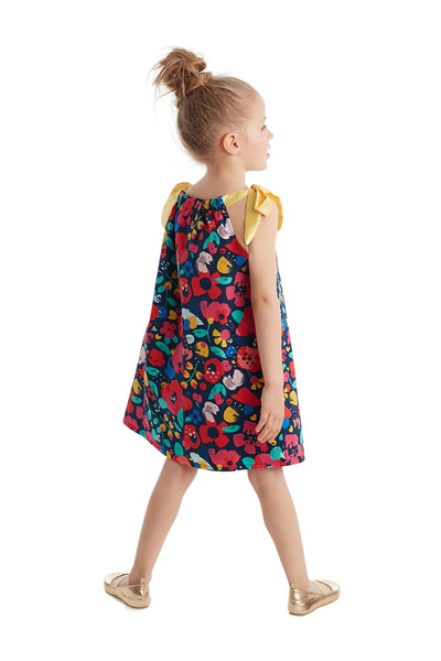 Denokids Bahar Çiçekli Kız Çocuk Askılı Yazlık Elbise