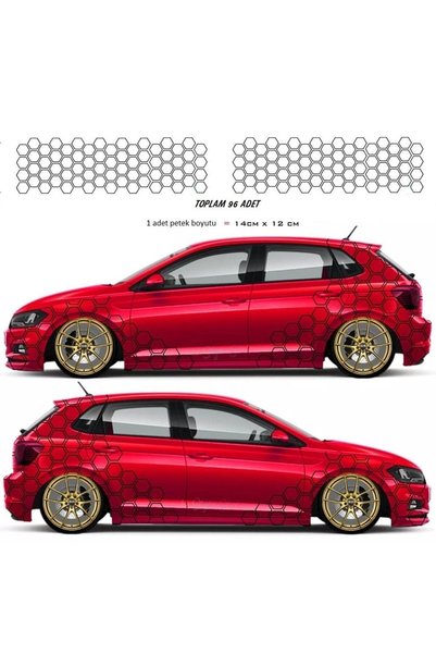 pınaxar Honeycomb Design Auto Rear Fender Covering Sticker Black 96 Pieces 14...