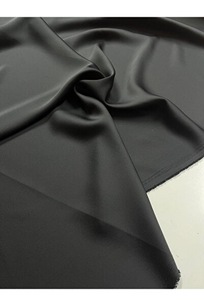 Kumaş sever Siyah Ipek Saten Kumaş Kırışmaz Metrelik Çift En Elbise Abiye Etek Bluz Tunik Iç Dış Giyim Dikim