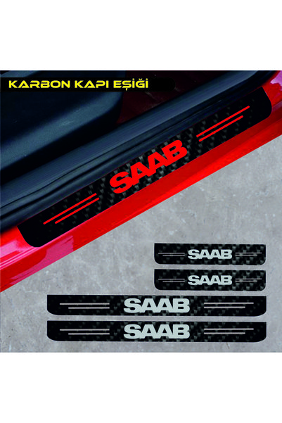 pınaxar Accessory Auto Door Sill Sticker Carbon Compatible for Saab 900 4 Pieces