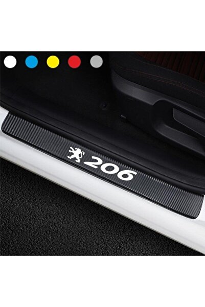 habune Peugeot 206 Için Karbon Kapı Eşiği Sticker (4 Adet )