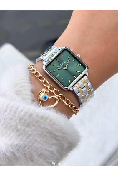 Ferrucci gümüş Altın Renk Kare Kasa Çelik Kordon Su Geçirmez Garantili Kol Sa...