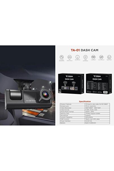 ErginGroup DVR Dash Cam 3MP Gece Görüşlü Çarpışma Algılama Video Araç Kayıt İ...