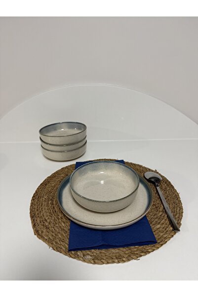 Kütahya Porselen Mussel Patterned Cinnamon 15cm Bowl Set of 4 (with Emblem)