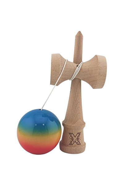 Bibilel Kids Kendama X Original, Professional,Super Sticky Wooden, 18 cm, Red/Yellow/Blue Gradient