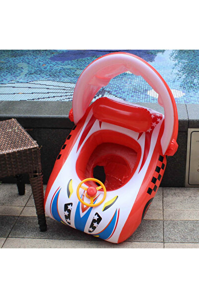 Toyska Inflatable boat with steering wheel, removable sunshade and child support, red