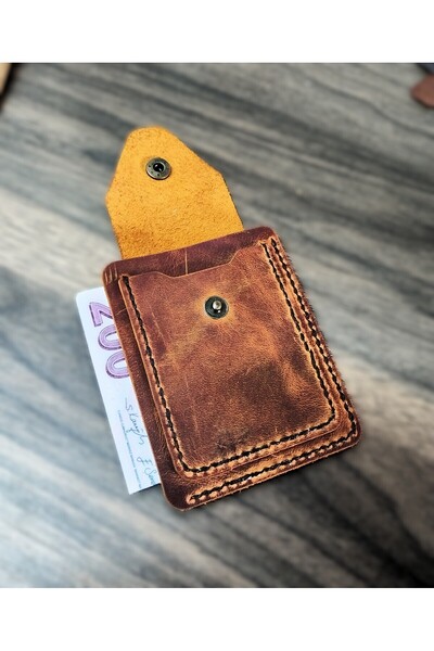 08dericraft محفظة جلدية مصنوعة يدويًا من الجلد الطبيعي