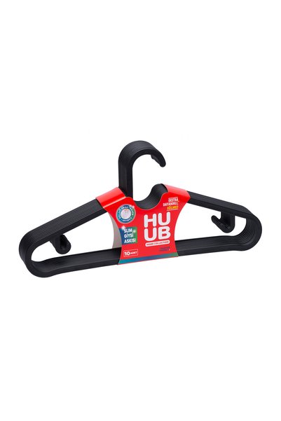 Huub Hanger Collection 10 Pieces Plastic Slim Hangers, Clothes Hangers, Clothes Hangers, Black Hangers