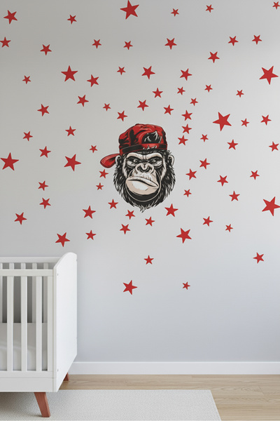 KT Decor Banksy kapa, majmun i zvezde, set zidnih naljepnica za dečiju sobu