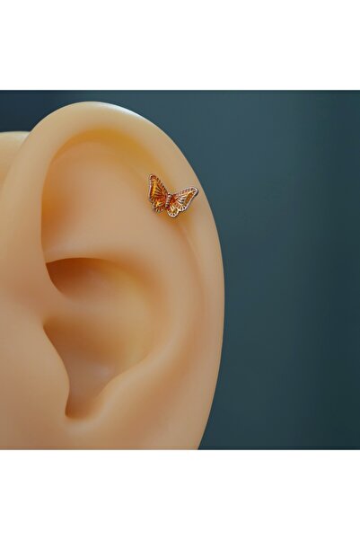 Heppii Bakır Renk Kelebekli Piercing Helix Kıkırdak Conch Lob Silver