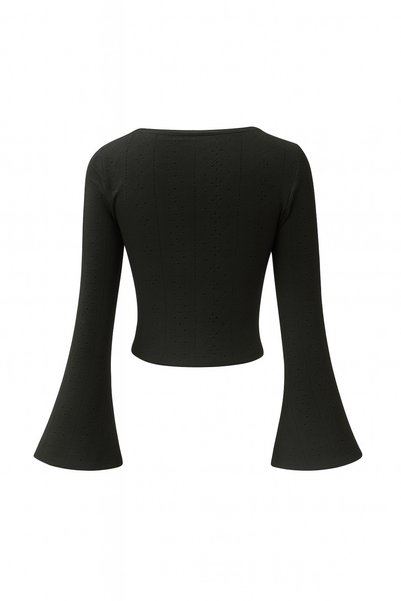 meren like your style Bluză sezonieră cu mâneci lungi, cu detaliu din dantelă neagră