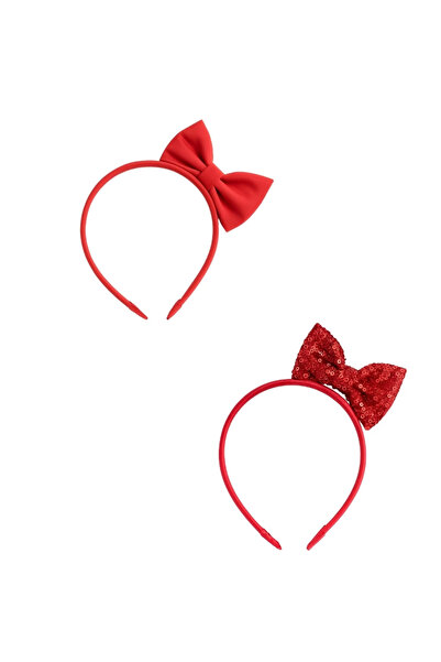 LOGO AKSESUAR Set de 2 coroane din satin mat roșu și paiete cu paiete