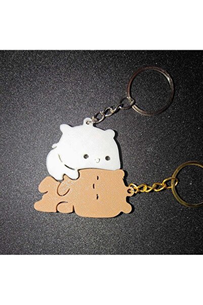 END Ticaret سلسلة مفاتيح بتصميم دببة مزدوجة - مجموعة من قطعتين بأشكال متشابكة لطيفة - هدية وإكسسوار