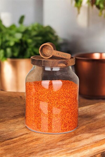 morponi Akasya Kapaklı Vakumlu Cam Erzak Kavanozu 3 Litre (MN)