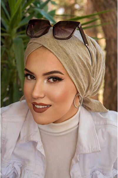 Aişe tesettür Beige Mink Cross Banded Bonnet