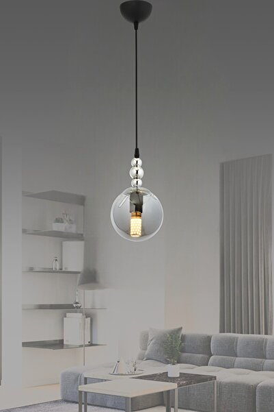 ESSLİGHT Toros Tekli Sarkıt Avize Füme Glob Camlı Modern Dekoratif Aydınlatma