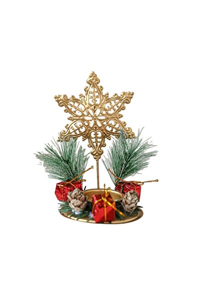 Flippy Κηροπήγιο, Flippy, Χιονονιφάδα και Κλαδιά Έλατου, Μέταλλο, 13 x 8,3 εκ., Χρυσό