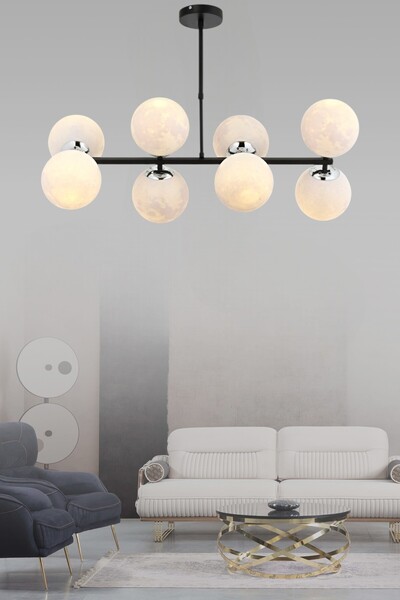 ESSLİGHT Vega 8’li 3D Başlıklı Sıralı Avize Modern Dekoratif Aydınlatma