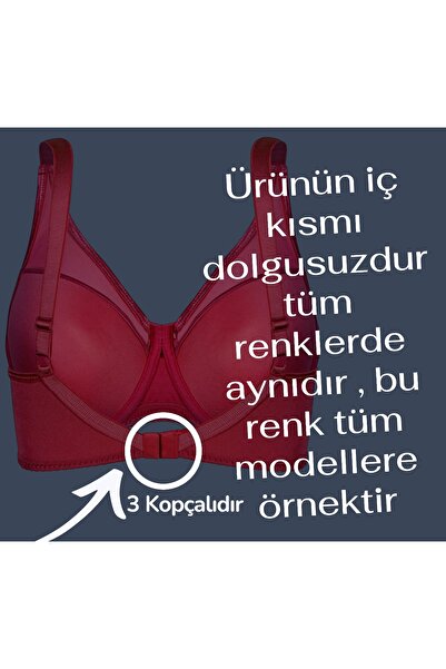 AYSEMİN TEKSTİL Σουτιέν μεγάλου μεγέθους, μοντέλο με σύρμα χωρίς επένδυση, κύπελλο C