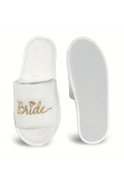 Store نعال العروس الناعمة المخصصة لوصيفات العروس مطرزة باللون الذهبي