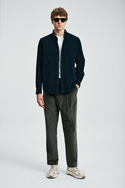 Kocamanlar Ayakkabı Lufian 112010682 Drew Чоловіча сорочка Basic Regular Fit Чоловіча сорочка СИНЯ