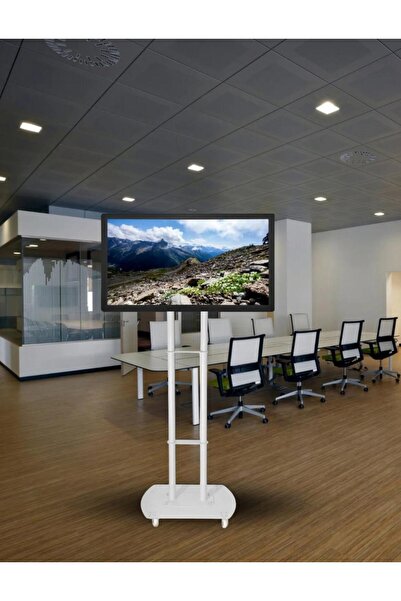 Kevega Tekerlekli Televizyon Askı Aparatı / Ünitesi Beyaz Renk