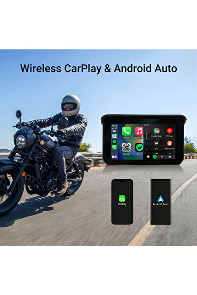 OEM 5 INCH GPS Navigation for Motorcycles, Android Auto & Apple CarPlay, Mirroring, IPS Touch Screen