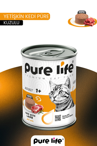 PureLife Pate Kuzu Etli YEtişkin Kedi Konserve Yaş Mama 400 Gr