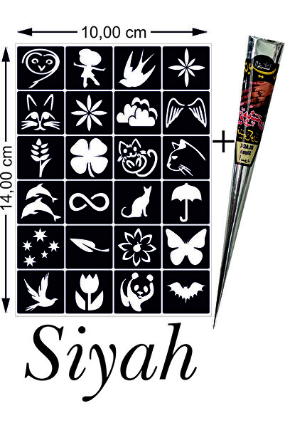 Genel Markalar Kına Kalıbı Geçici Dövme Şablon + Siyah Golecha Hint Kınası