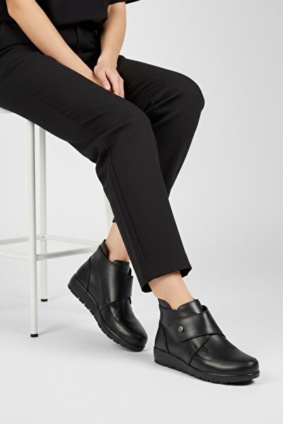 RAVZADERİ Hakiki Deri Kaymaz Taban İçi Tüylü Ortopedik Anne Botu